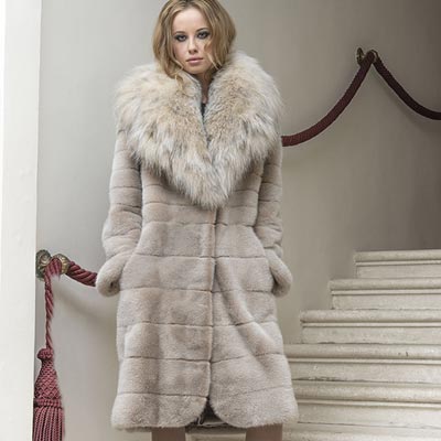 Mod.470 - Mink Coat, Polvere Colour with Lynx Collar