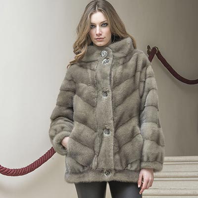 Mod.456 - Salvia Mink Jacket Crater Collar