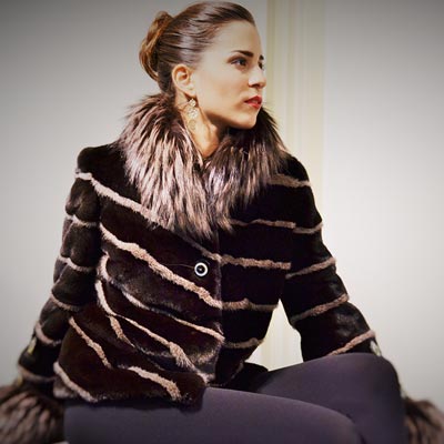 Mod.407 - Black&Brown Female Mink Jacket