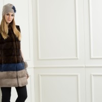 Gilet in visone a righe e piumino